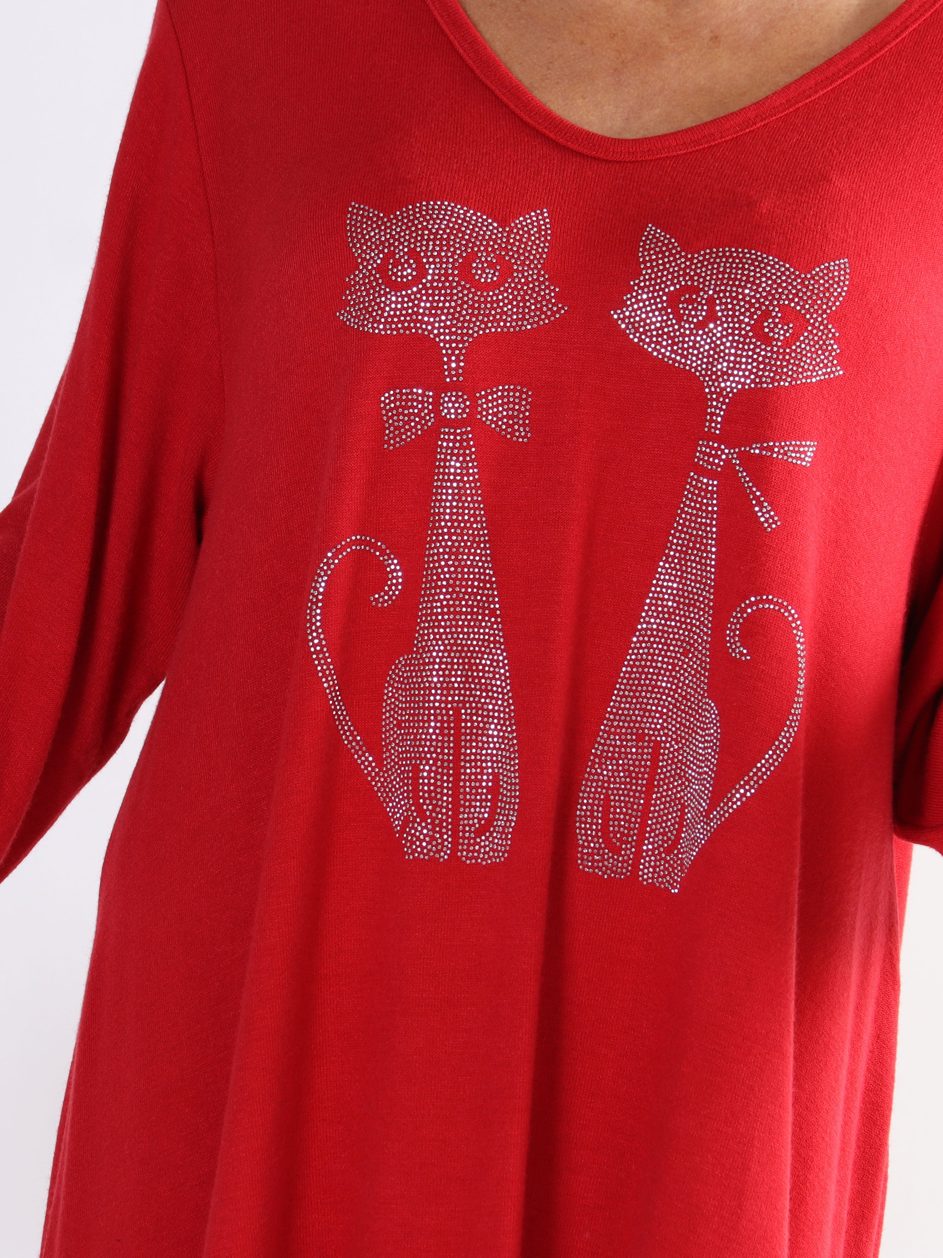 Talia - Klänning i viskos med kattmönster i viskos för större storlekar